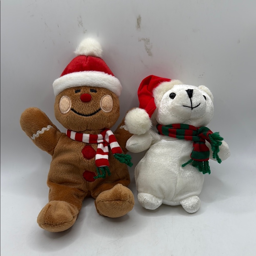 Vtg Sears Windsor Collection Gingerbread Polar Bear Plush Stuff Animal Set